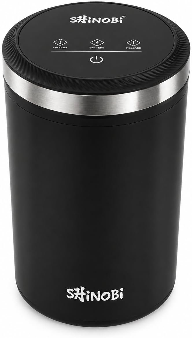 SHINOBI Vacuum Coffee Jar - Black Stainless Steel